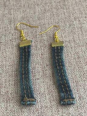 Gold-Tone Blue Denim Drop Earrings - Women Jewelry